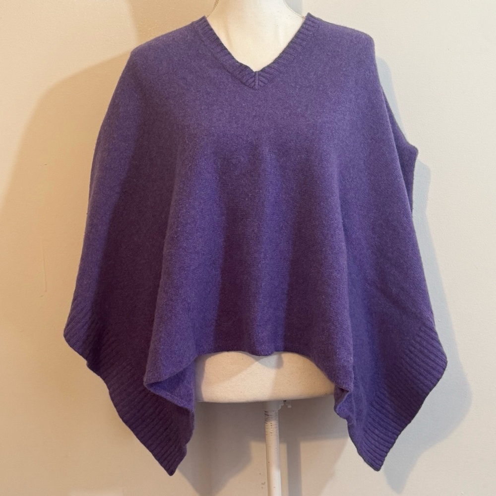 Polo Ralph Lauren Purple Merino Wool Cashmere Poncho Sweater Cape Size Small